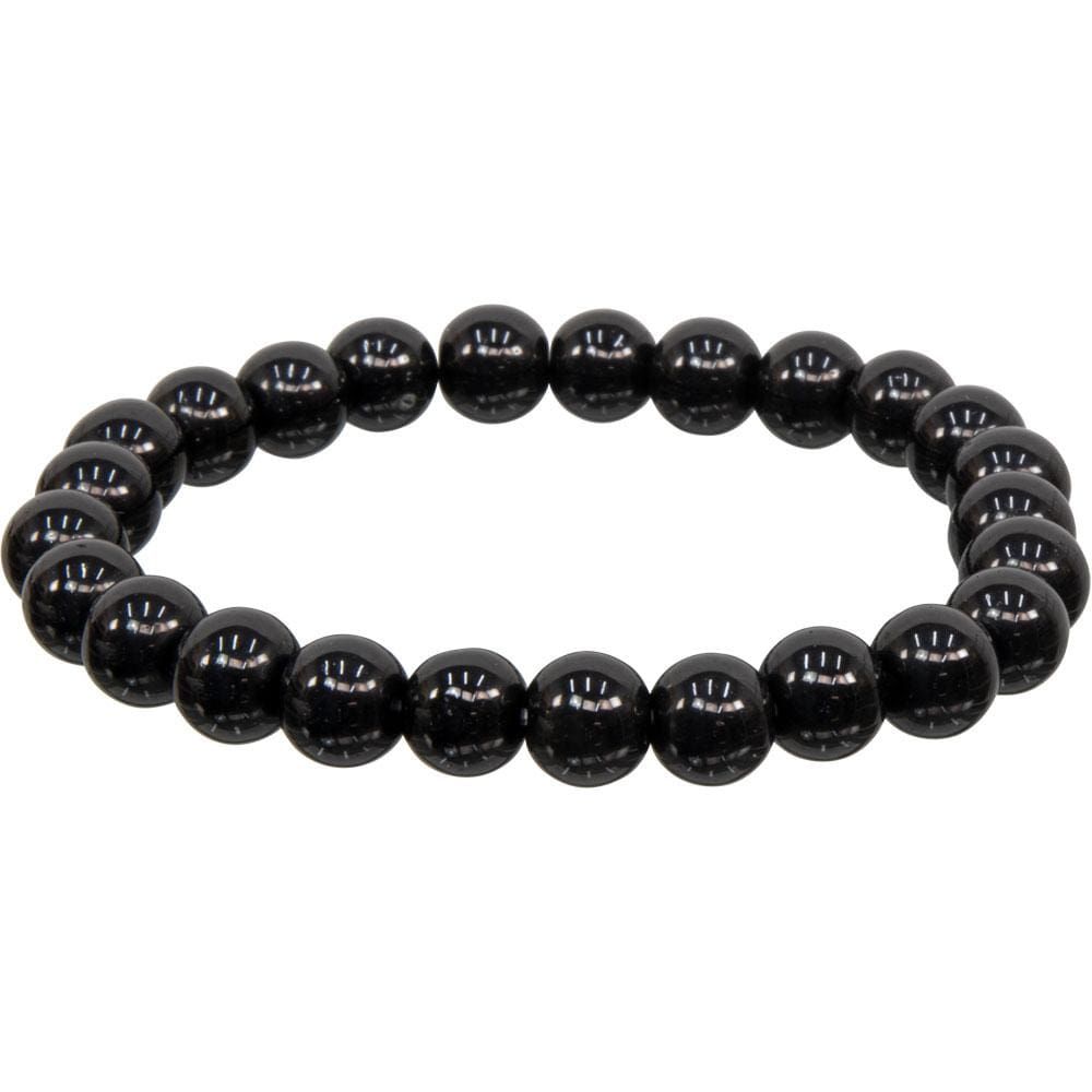8 mm Elastic Bracelet Round Beads - Black Obsidian, SKU KH-98507, UPC 6016216790745