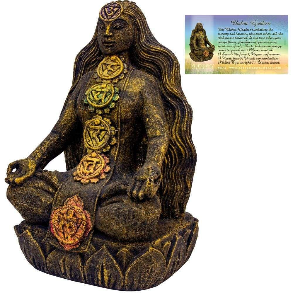 13.75&quot; Volcanic Stone Statue - Chakra Goddess, SKU KH-33758, UPC 6016212025025