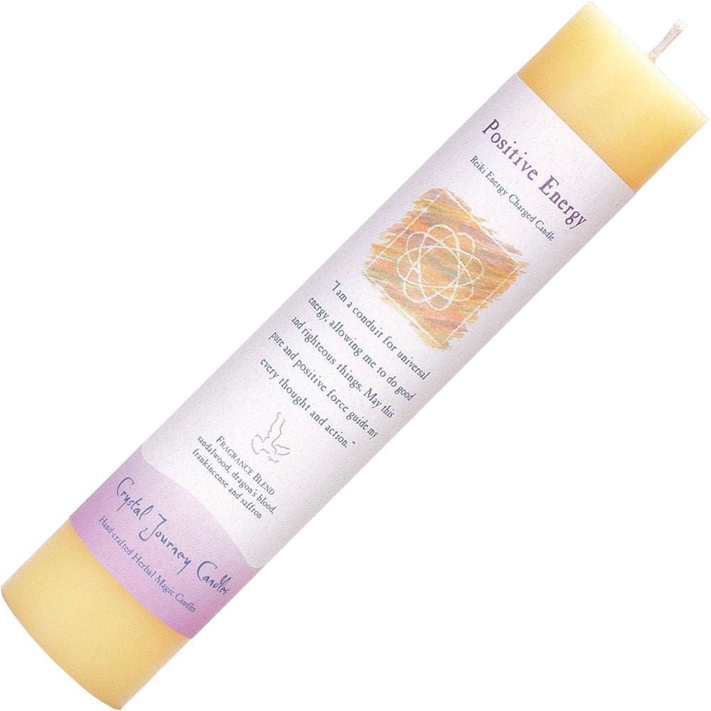 Reiki Charged Herbal 1.5&quot; x 7&quot; Pillar Candle - Positive Energy, SKU KH-84407, UPC 6016202048010