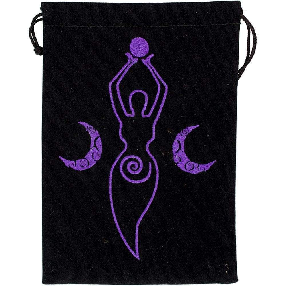 5&quot; x 7&quot; Embroidered Unlined Velvet Bag - Moon Goddess, SKU KH-60138, UPC 6016223176129