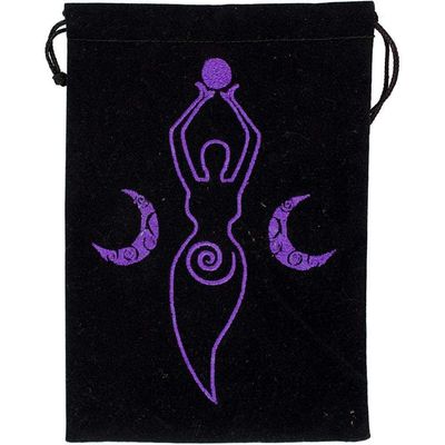 5&quot; x 7&quot; Embroidered Unlined Velvet Bag - Moon Goddess, SKU KH-60138, UPC 6016223176129