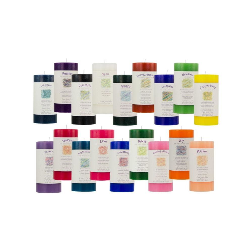 Reiki Charged Herbal 3&quot; x 6&quot; Pillar Candles (Set of 19), SKU KH-84526, UPC 6016200460470