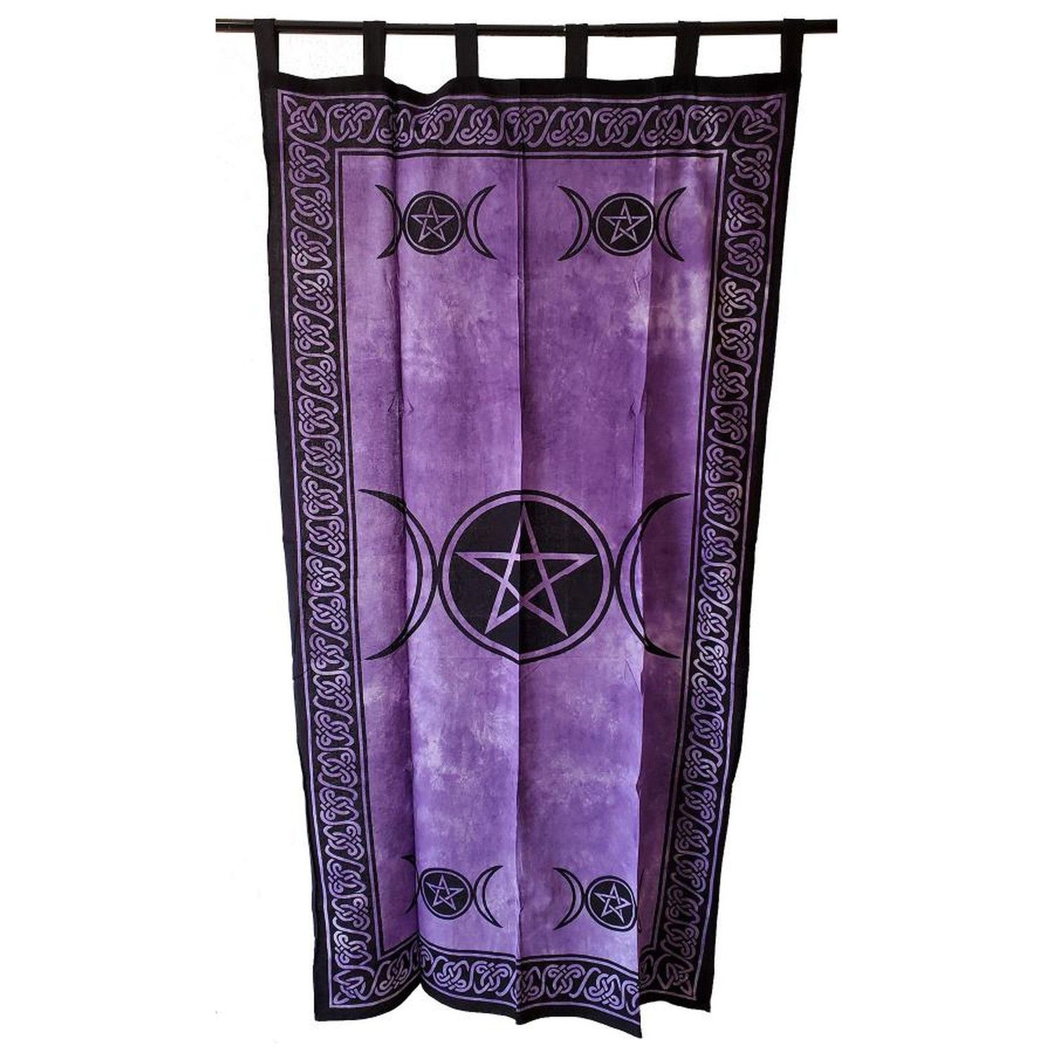 44&quot; x 88&quot; Triple Moon Purple Cotton Curtain, SKU SC77-TM, UPC 6016212446462