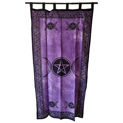 44&quot; x 88&quot; Triple Moon Purple Cotton Curtain, SKU SC77-TM, UPC 6016212446462