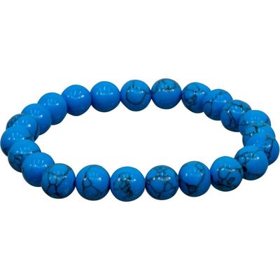 8 mm Elastic Bracelet Round Beads - Reconstructed Turquoise, SKU KH-98510, UPC 6016212996967