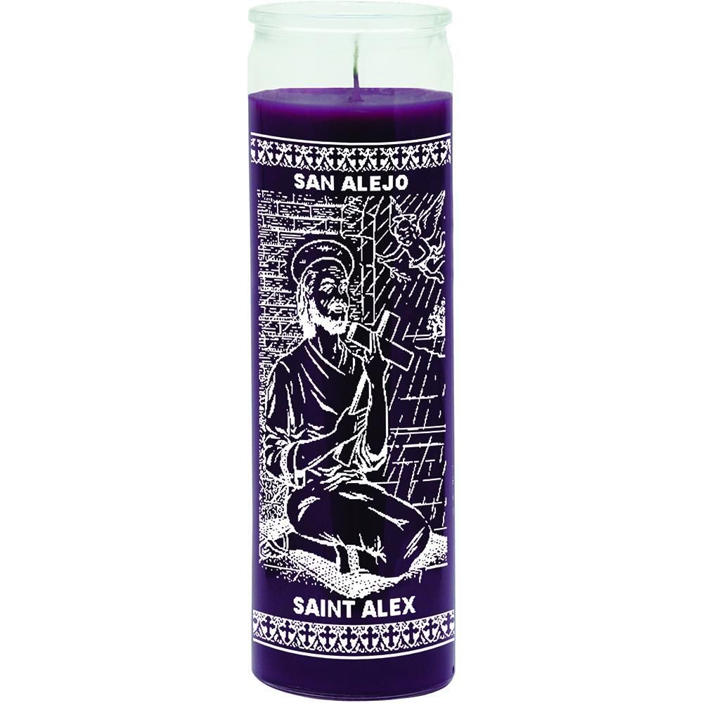 7 Day Glass Candle St. Alex - Purple, SKU WP-575-785-11, UPC 6016045981925