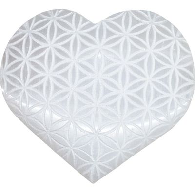2&quot; Selenite Heart - Flower of Life, SKU KH-62433, UPC 6016232047052