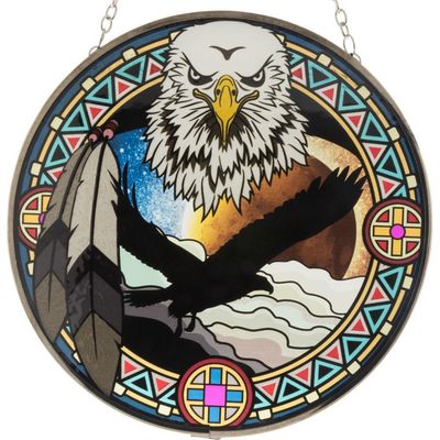 6&quot; Glass Suncatcher - Eagle Spirit, SKU KH-63069, UPC 6016009039013