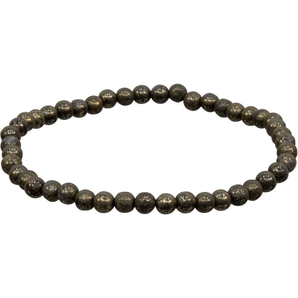 4 mm Elastic Bracelet Round Beads - Pyrite, SKU KH-98685, UPC 6016213275221