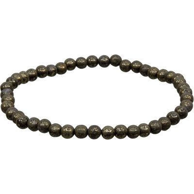 4 mm Elastic Bracelet Round Beads - Pyrite, SKU KH-98685, UPC 6016213275221
