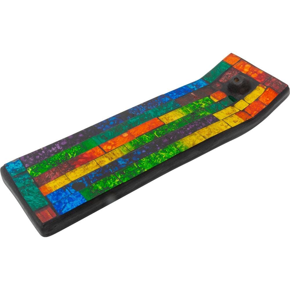 7.75&quot; Ceramic Incense Holder Glass Mosaic - Chakra, SKU KH-89277, UPC 6016209958992