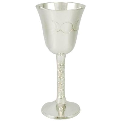4.75&quot; Silver Plated Chalice / Goblet - Triple Moon, SKU RL26, UPC 6016202298231