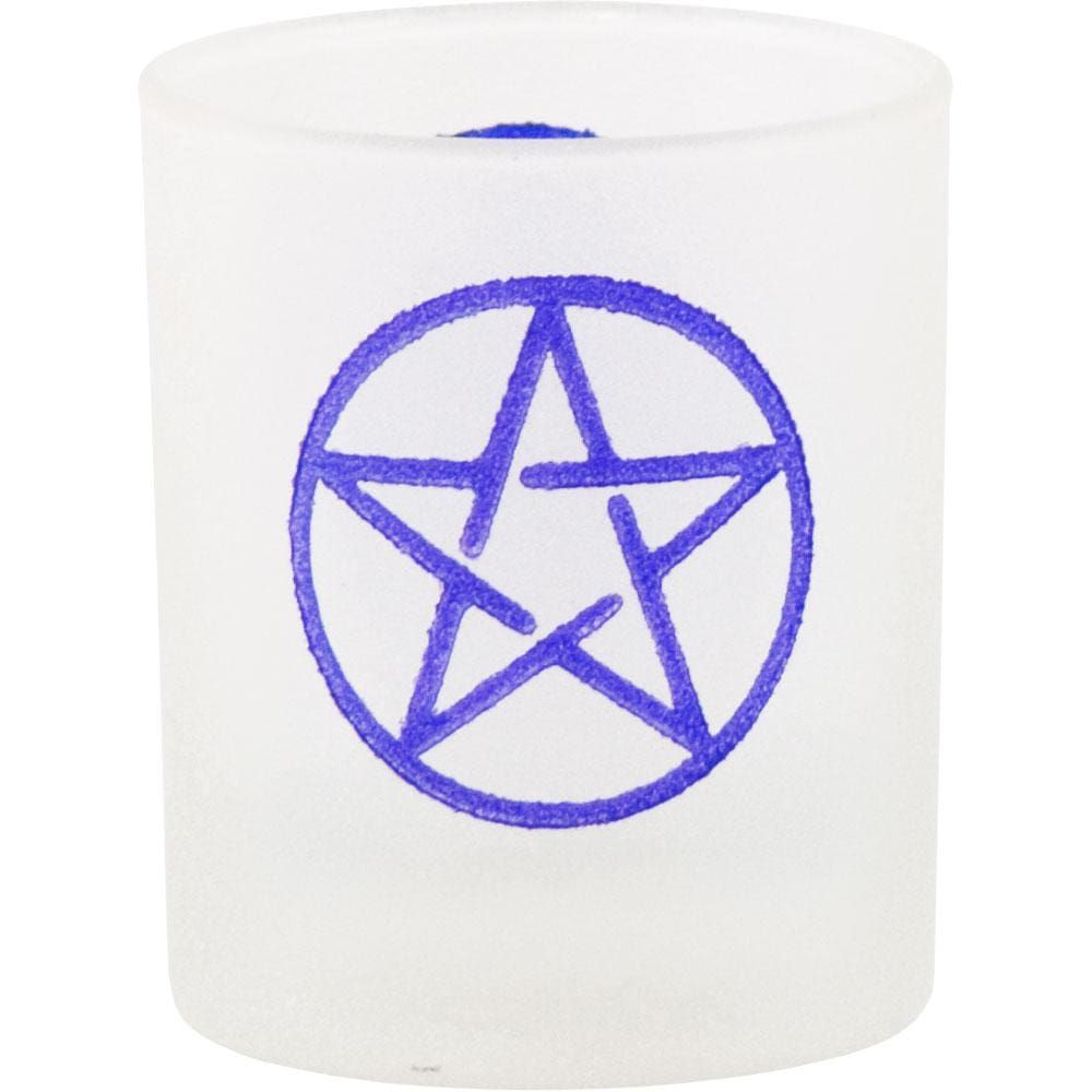 2.5&quot; Etched Glass Votive Holder - Pentacle, SKU KH-01096, UPC 6016214140139