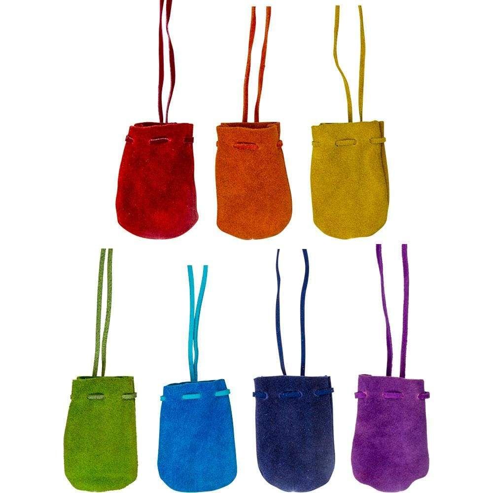 2&quot; x 3&quot; Suede Pouch Rounded with Strap - Chakras (Set of 7), SKU KH-60191, UPC 6016201145154