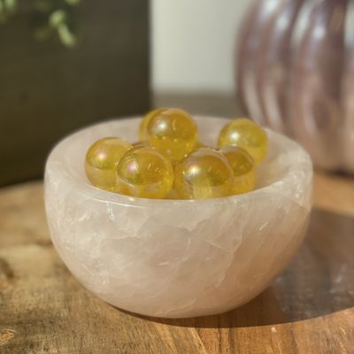 Natural Yellow Aura Quartz Mini Sphere - 20+ mm, SKU MP-359, UPC 6016010975935