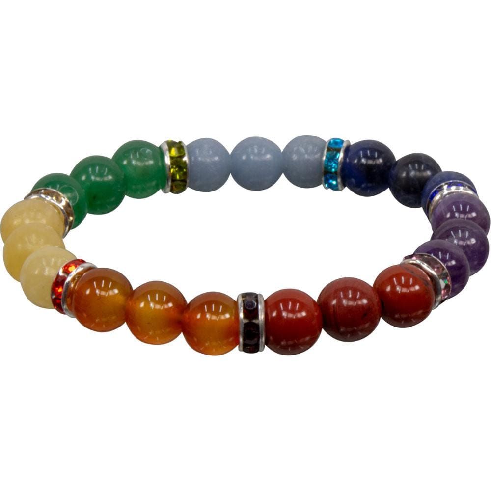 8 mm Elastic Bracelet Round Beads - Chakra &amp; Spacer, SKU KH-98076, UPC 6016201290298