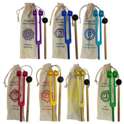 Weighted Tuning Fork – 7 Chakras with Bags - Tuned (Set of 7), SKU KH-31561, UPC 6016251740743