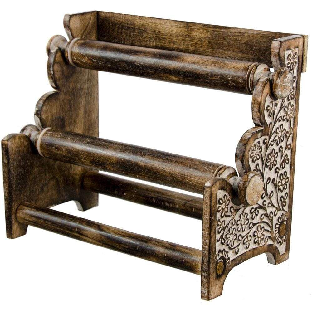 12.5&quot; Mango Wood - Bracelet Display, SKU KH-10036, UPC 6016207422488