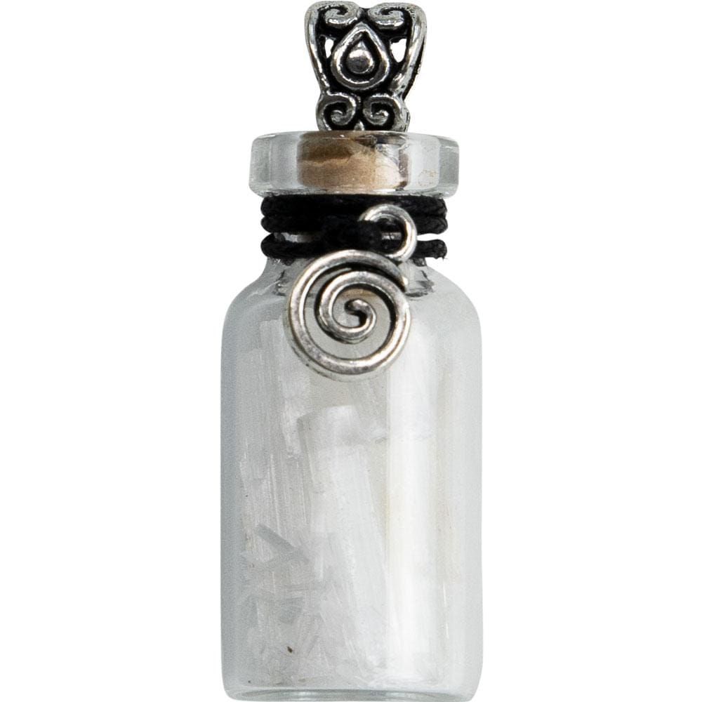1.75&quot; Gemstone Chip Bottle Necklace - Selenite with Spiral, SKU KH-99242, UPC 6016224113116