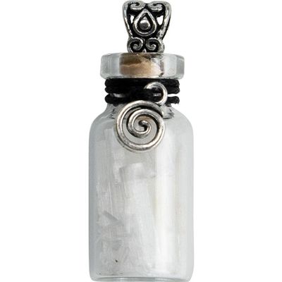 1.75&quot; Gemstone Chip Bottle Necklace - Selenite with Spiral, SKU KH-99242, UPC 6016224113116