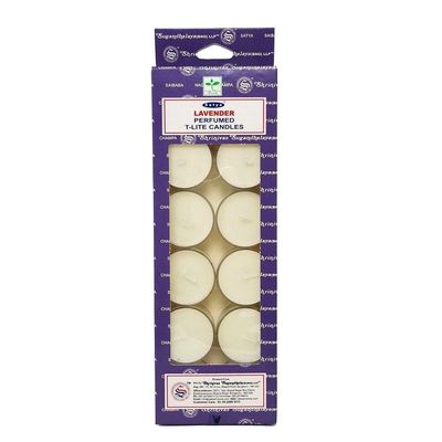 Satya Tealight Candles (12 in Box) - Lavender, SKU LVTL, UPC 6016207399308