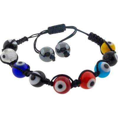 8 mm Adjustable Bracelet Round Beads - Evil Eye Multi Color, SKU KH-98813, UPC 6016015456439