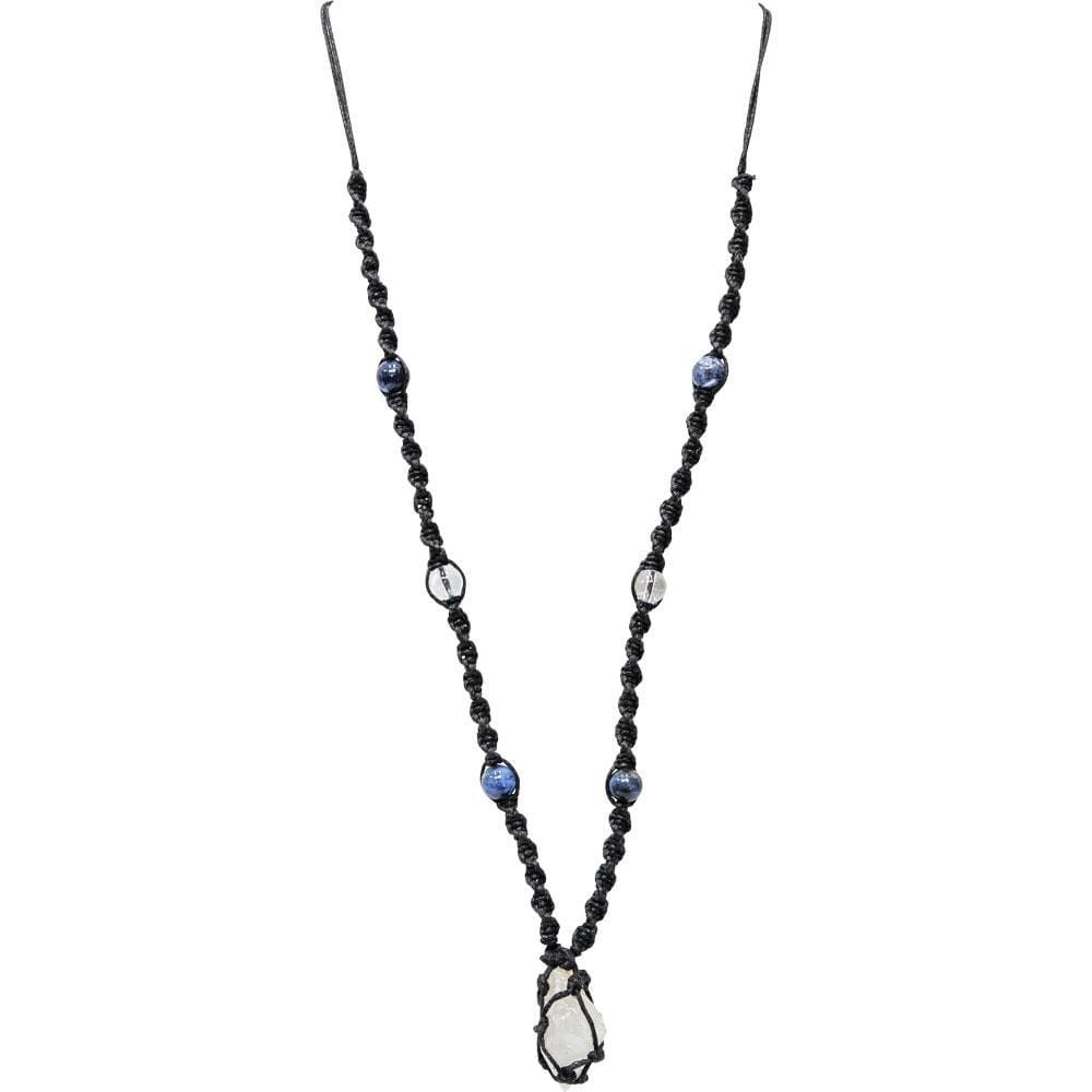 Hippie Necklace - Clear Negativity - Sodalite &amp; Rough Clear Quartz Point, SKU KH-99226, UPC 6016206…