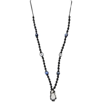 Hippie Necklace - Clear Negativity - Sodalite &amp; Rough Clear Quartz Point, SKU KH-99226, UPC 6016206…