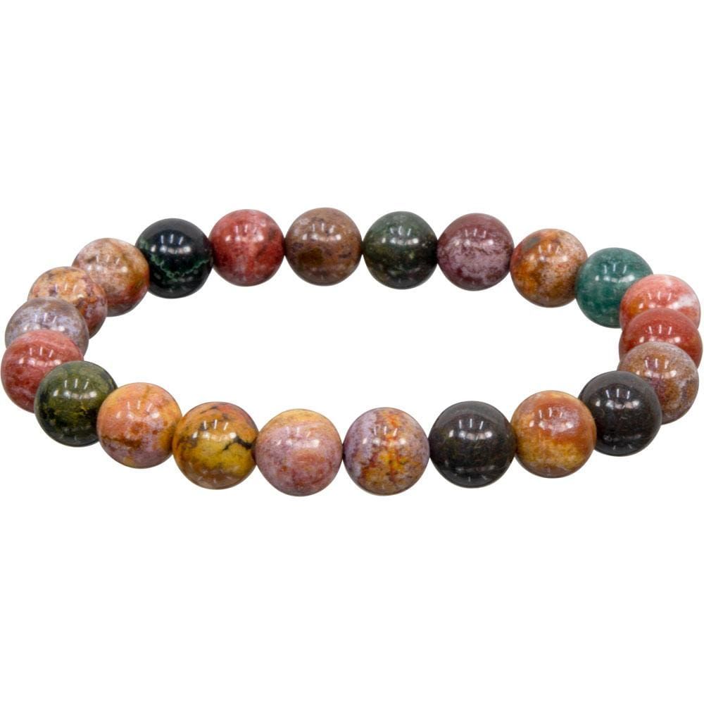 8 mm Elastic Bracelet Round Beads - Ocean Jasper, SKU KH-98744, UPC 6016215410491