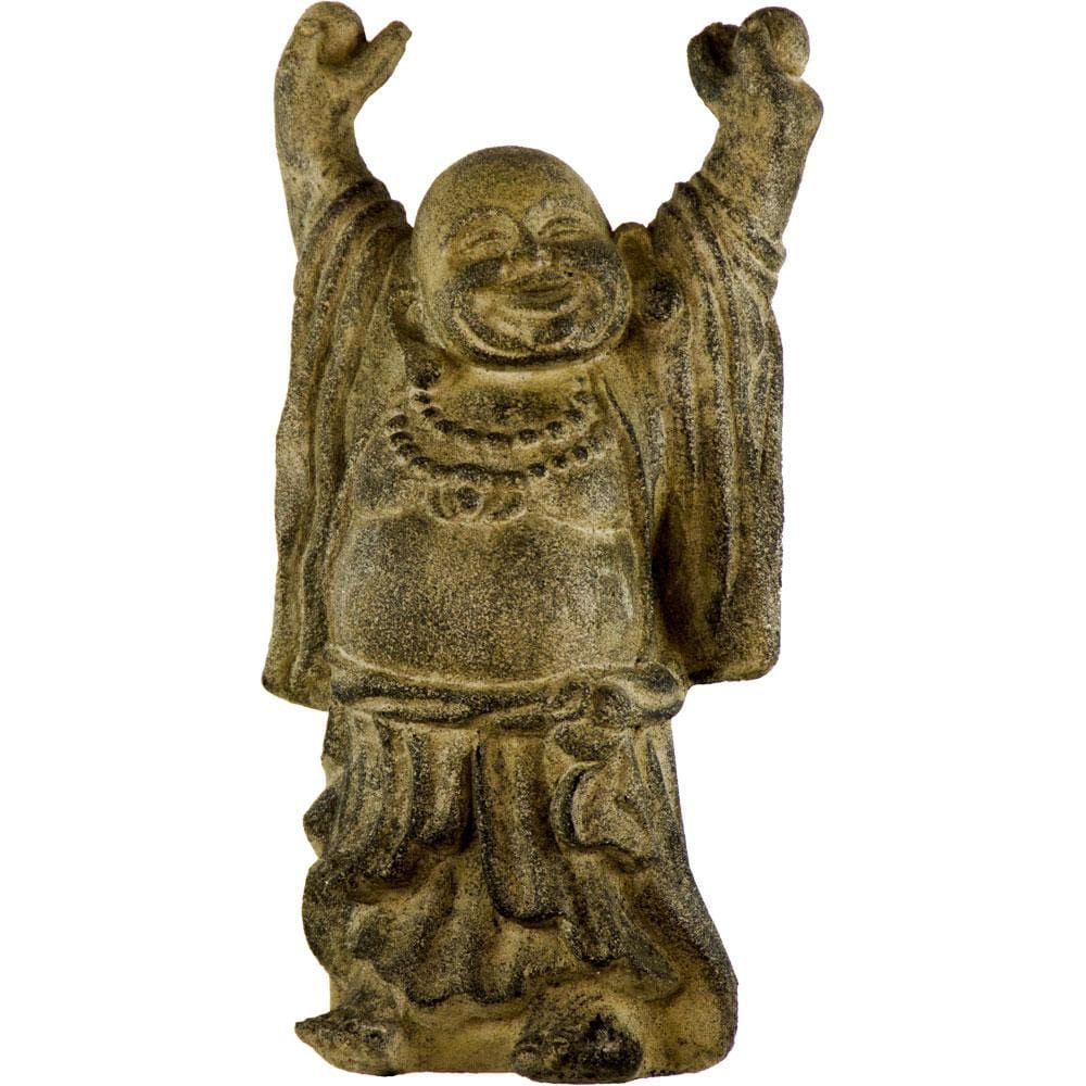 9.5&quot; Volcanic Stone Statue - Standing Happy Buddha, SKU KH-33874, UPC 6016214375395