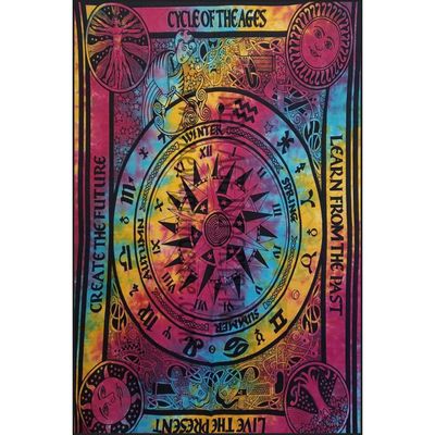 54&quot; x 86&quot; Cycle of Ages Tie Dye Tapestry, SKU X229-TST-COA, UPC 6016213461471
