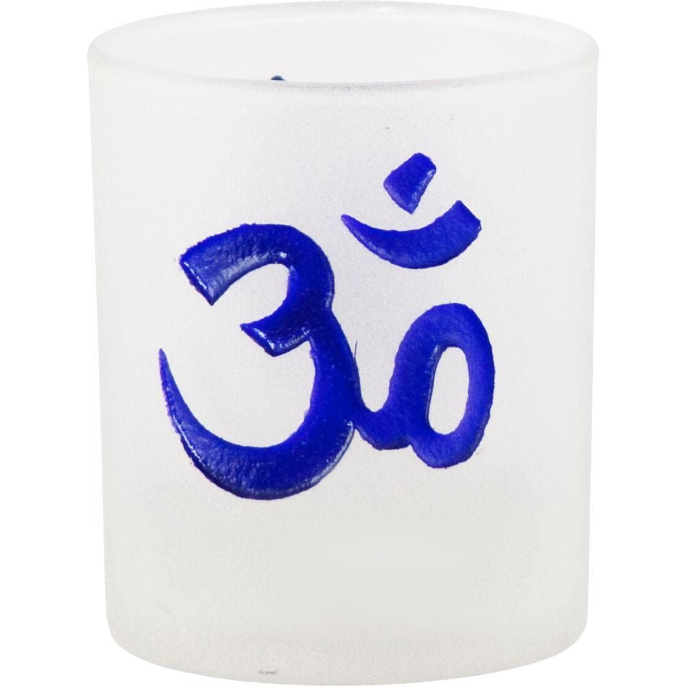 2.5&quot; Etched Glass Votive Holder - Om Purple, SKU KH-01090, UPC 6016223955939