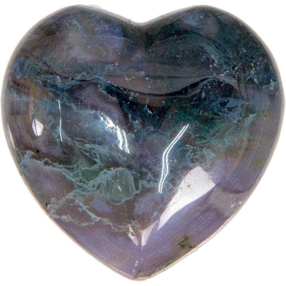 2&quot; Puffed Gemstone Heart - Moss Agate, SKU KH-62365, UPC 6016200424465