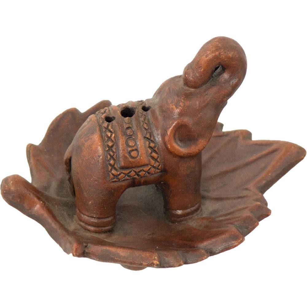 4.5&quot; Ceramic Terra Cotta Incense Holder - Elephant, SKU KH-89447, UPC 6016219885875
