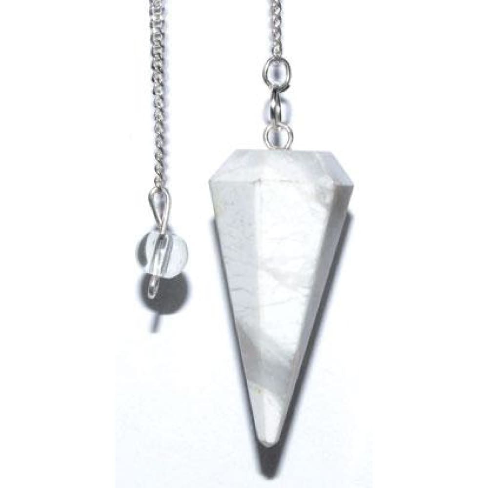 6-Sided Pendulum - Howlite, SKU PEND-49, UPC 6016201173119