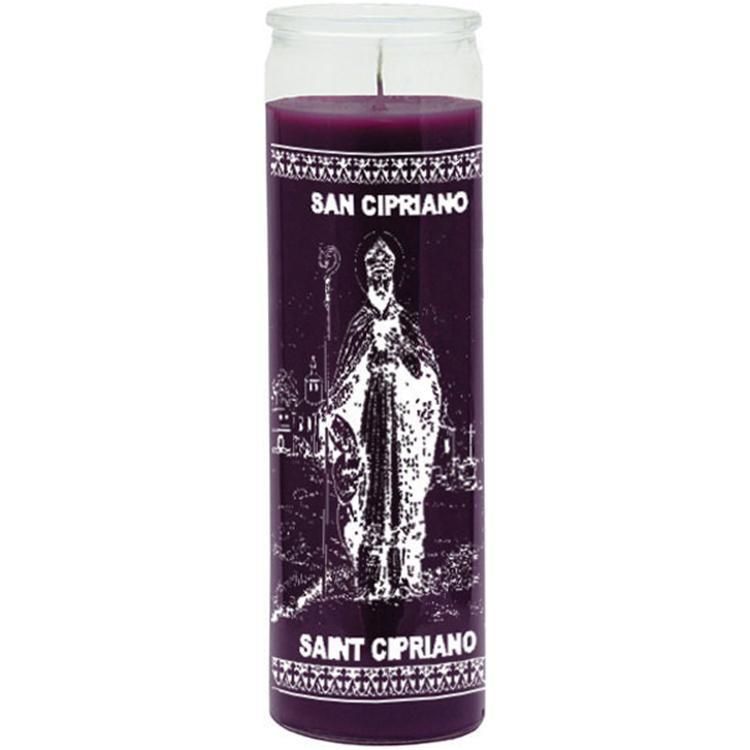 7 Day Glass Candle St. Cipriano - Purple, SKU WP-575-791-11, UPC 6016213873861