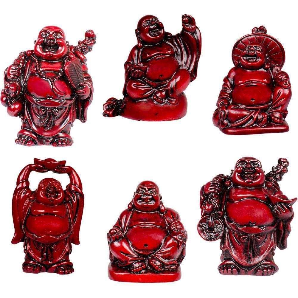 2&quot; Polyresin Redstone Feng Shui Figurines - Buddha (Set of 6), SKU KH-32100, UPC 6016222182183