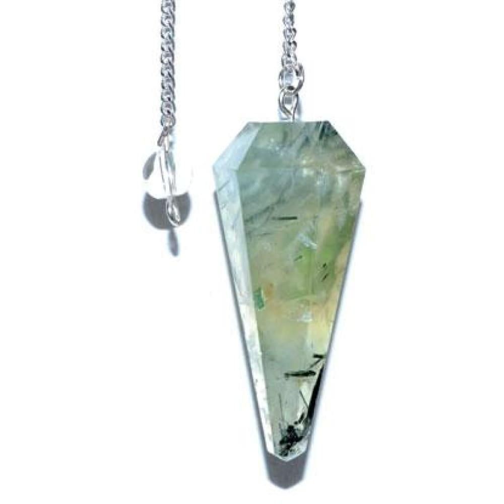 6-Sided Pendulum - Prehnite, SKU PEND-74, UPC 6016221315384