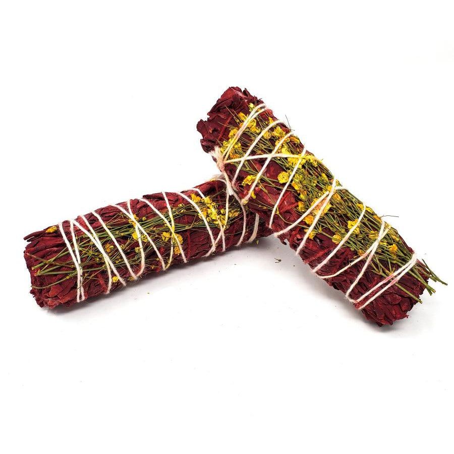 4&quot; Dragon&#39;s Blood Sage &amp; Wild Flower Smudge Stick, SKU SB14, UPC 6016003419422