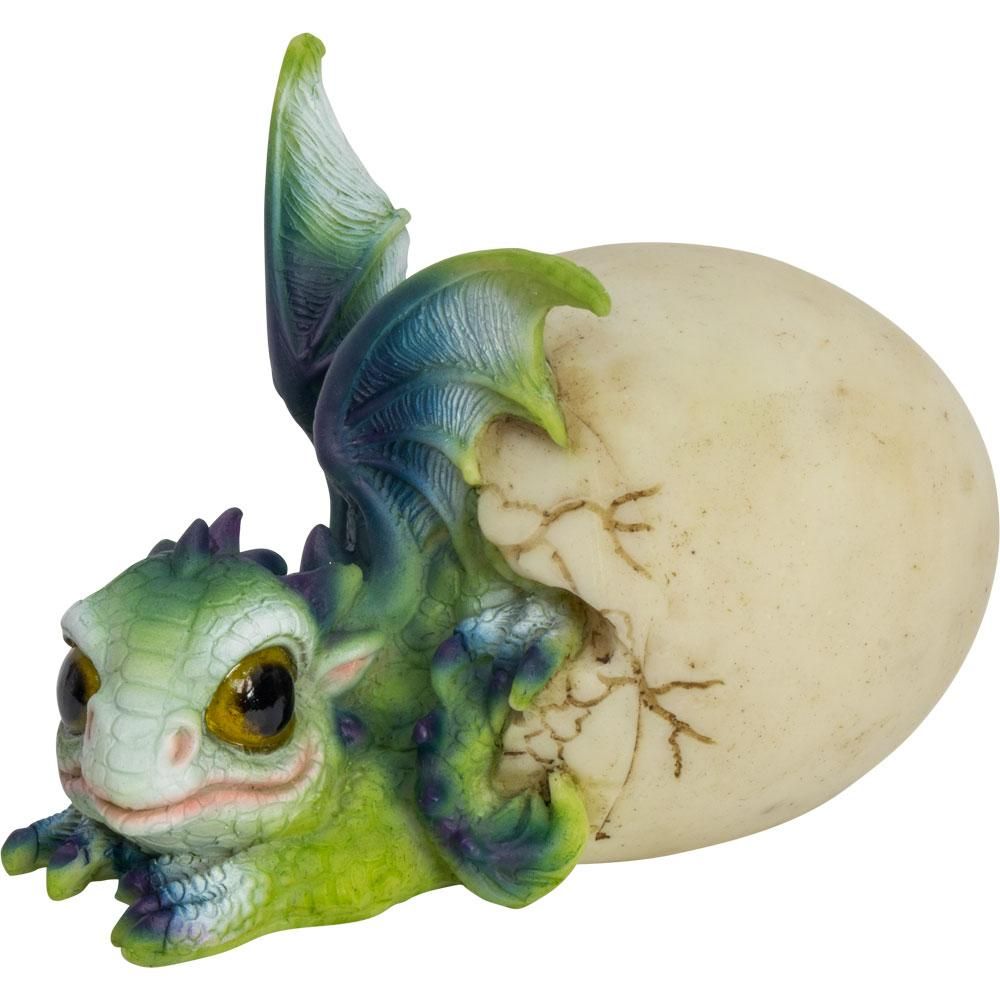 3.5&quot; Polyresin Baby Dragon Figurine - Hatching from Egg, SKU KH-33476, UPC 6016230042035