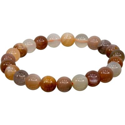 8 mm Elastic Bracelet Round Beads - Multi Moonstone, SKU KH-98568, UPC 6016222951925