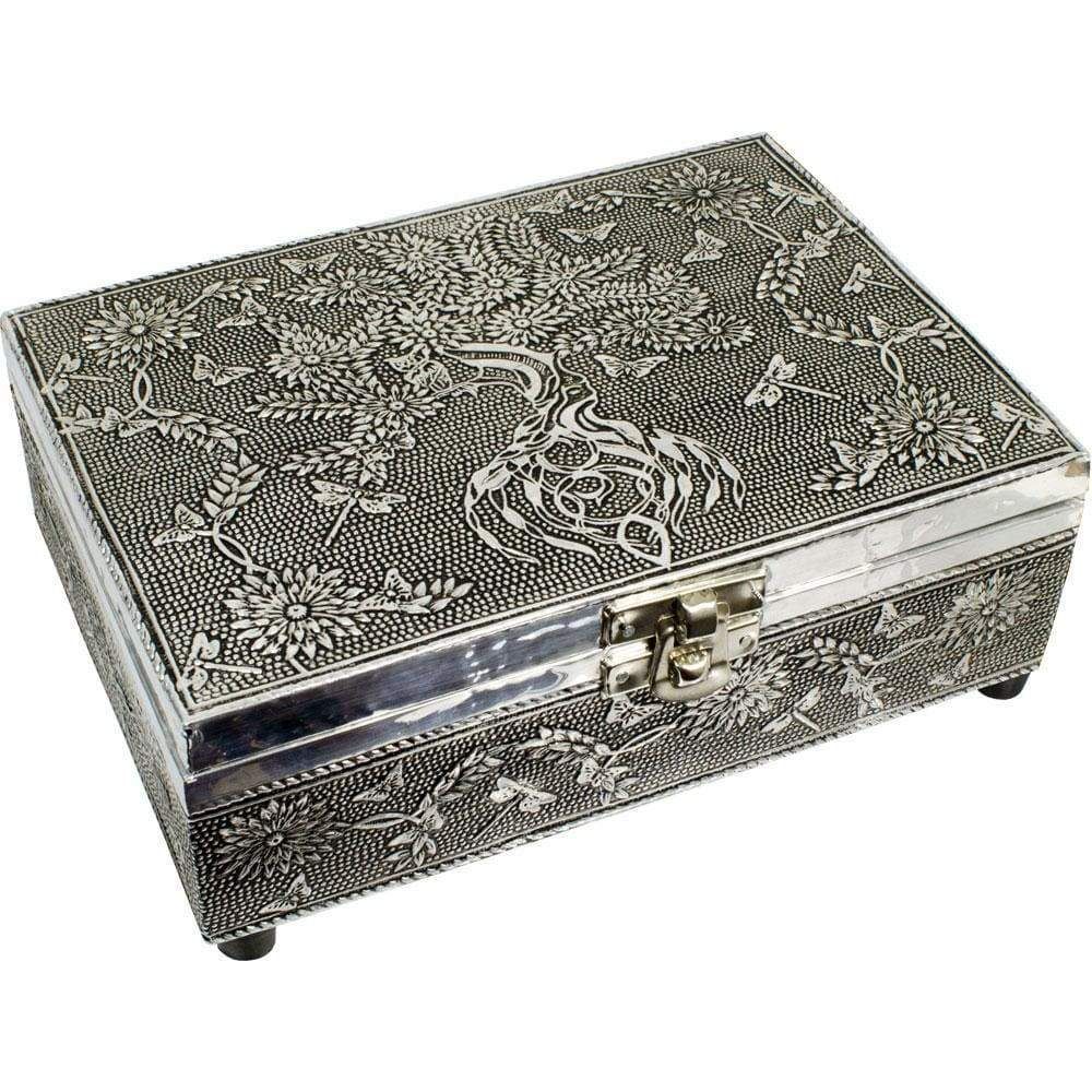 5&quot; x 7&quot; White Metal Lined Box - Tree of Life, SKU KH-44401, UPC 6016203212267