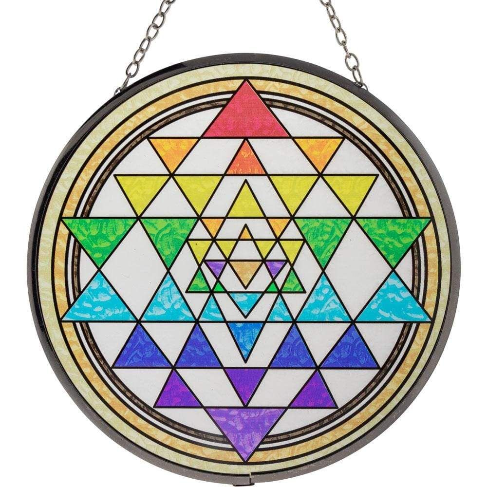 6&quot; Glass Suncatcher - Sri Yantra Chakras, SKU KH-63034, UPC 6016209440404