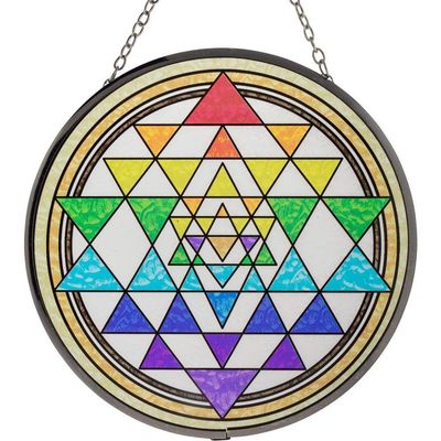 6&quot; Glass Suncatcher - Sri Yantra Chakras, SKU KH-63034, UPC 6016209440404