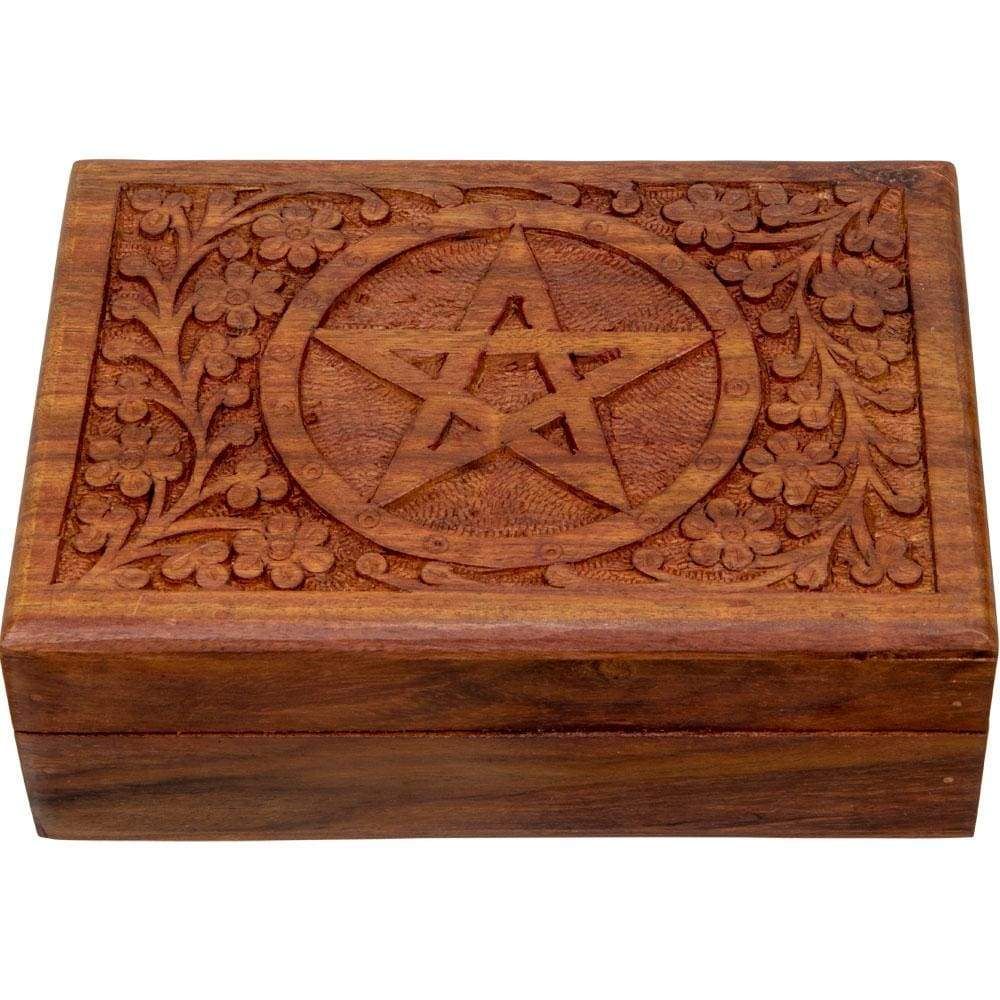 5&quot; x 7&quot; Wood Box Velvet Lined Filigree - Pentacle, SKU KH-44255, UPC 6016214939986