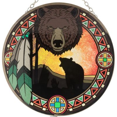 6&quot; Glass Suncatcher - Bear Spirit, SKU KH-63070, UPC 6016004683624