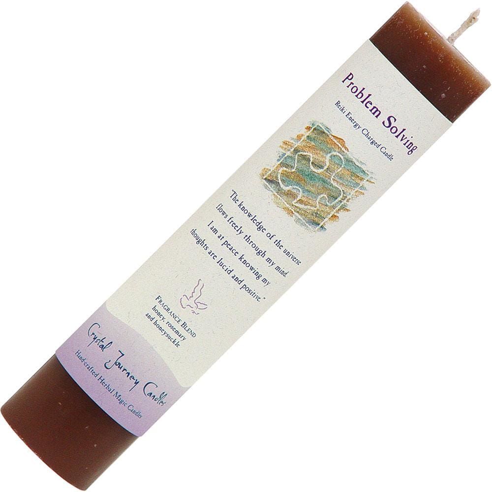 Reiki Charged Herbal 1.5&quot; x 7&quot; Pillar Candle - Problem Solving, SKU KH-84426, UPC 6016219589582