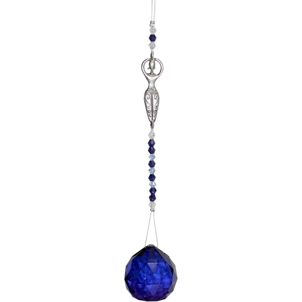 12&quot; Hanging Crystal Cut Glass - Bead Goddess - Cobalt Blue, SKU KH-62911, UPC 6016210860833