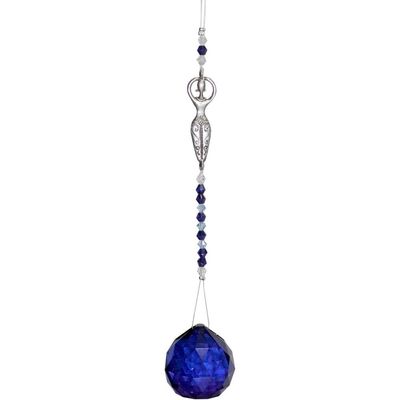 12&quot; Hanging Crystal Cut Glass - Bead Goddess - Cobalt Blue, SKU KH-62911, UPC 6016210860833
