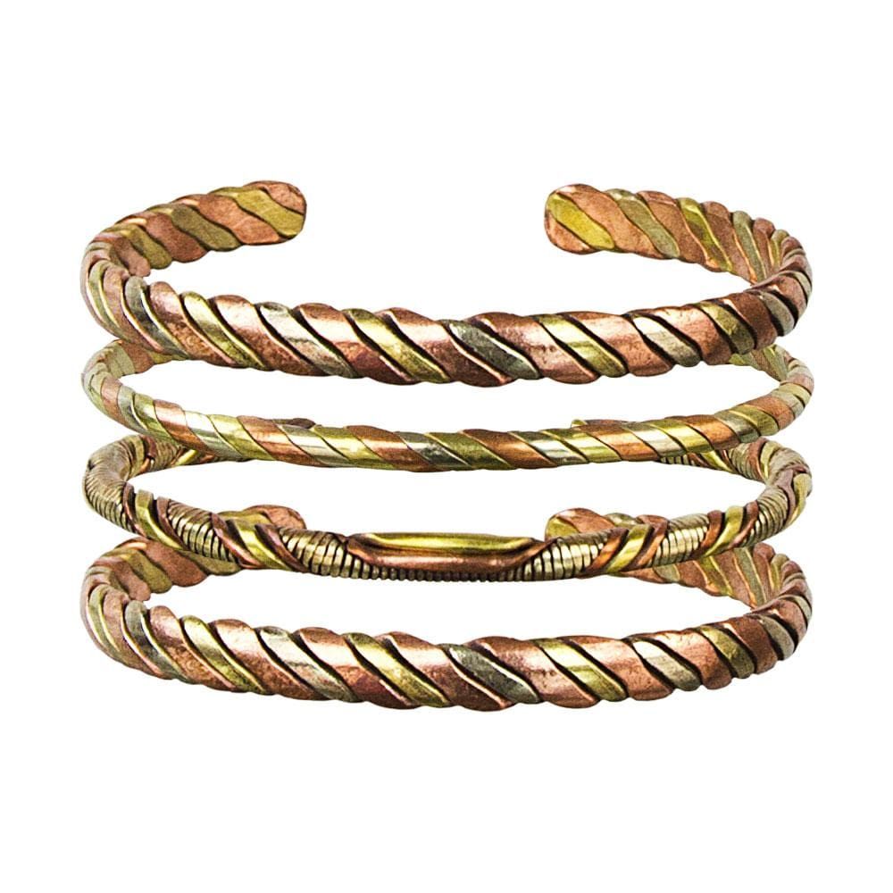 Adjustable Bracelet 3 Metals - Twist Thin (Pack of 4), SKU KH-95244, UPC 6016219720749